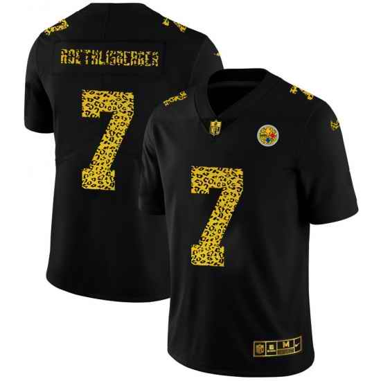 Pittsburgh Steelers 7 Ben Roethlisberger Men Nike Leopard Print Fashion Vapor Limited NFL Jersey Black